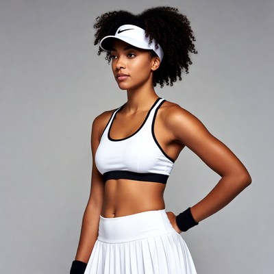 African-American woman in tennis outfit