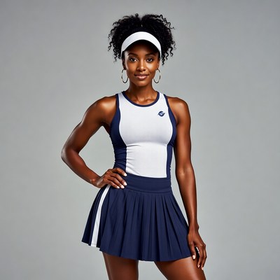 African-American woman in tennis outfit
