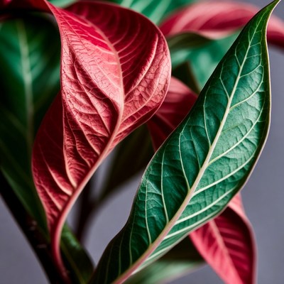 Red and Green Poinsettia Leaves