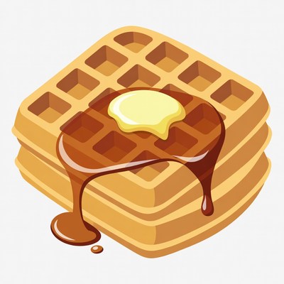 Stack of Waffles with Butter and Syrup