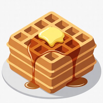 Waffles with butter and syrup