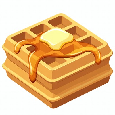 Waffle with butter and syrup