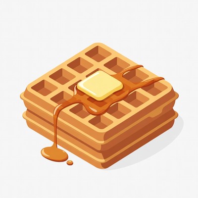 Waffles with butter and syrup