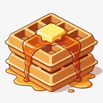 Waffles with butter and syrup