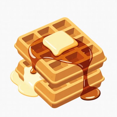 Waffles with butter and syrup