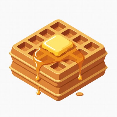 Waffles with butter and syrup
