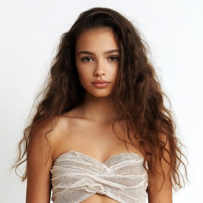 Young woman with wavy brown hair