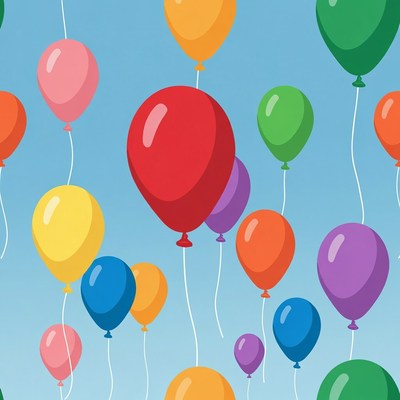 Colorful Balloons Floating on Blue Background