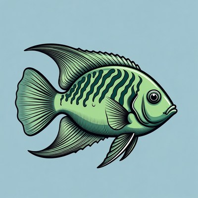 Green Angelfish Illustration