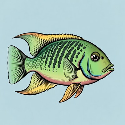 Colorful Angelfish Illustration