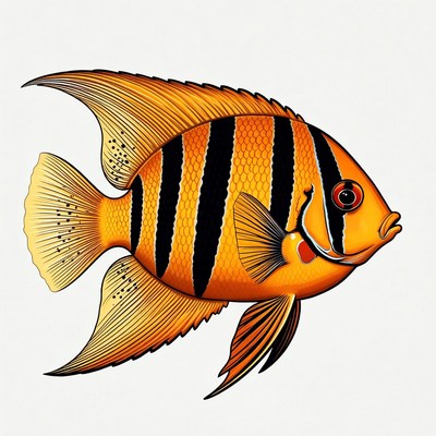 Vibrant Orange Angelfish Illustration