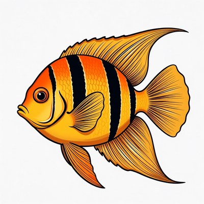 Orange Striped Angelfish Illustration