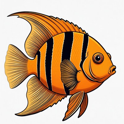 Vibrant Orange Clownfish Illustration