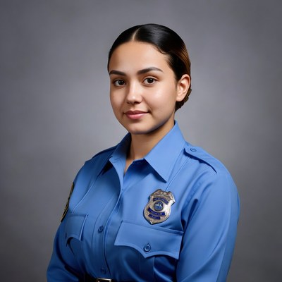 Latina woman in police uniform