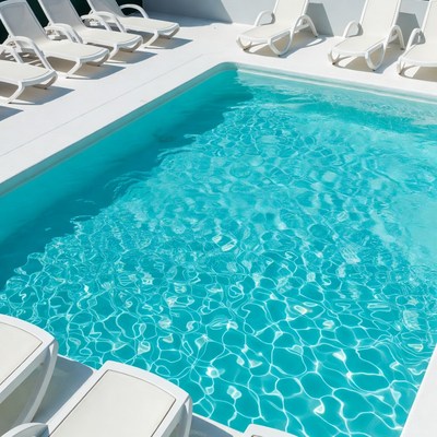 Empty Pool with White Lounge Chairs