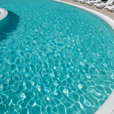 Curved Swimming Pool with Lounge Chairs