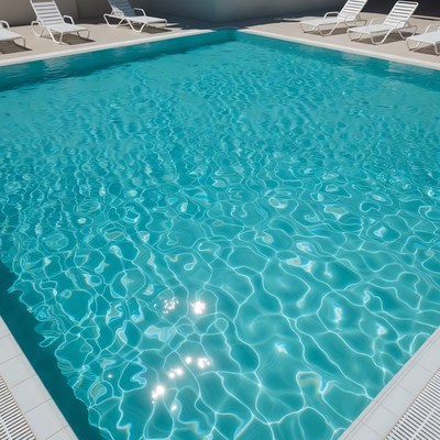 Empty Swimming Pool with Lounge Chairs
