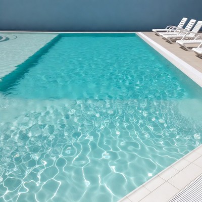 Empty turquoise swimming pool