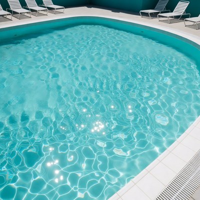 Blue Swimming Pool with Lounge Chairs