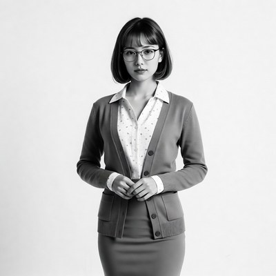 Asian woman in glasses and business suit