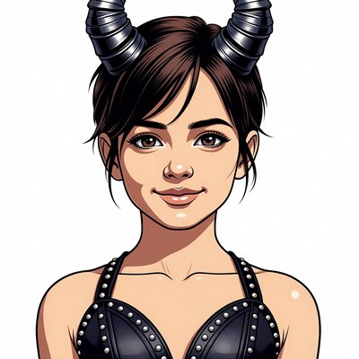 Anime girl with metal demon horns