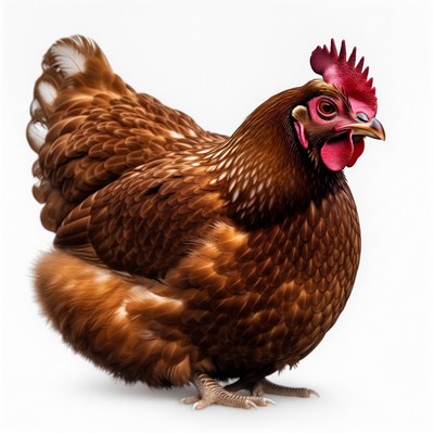 Brown hen standing isolated