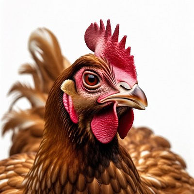Brown Rooster Closeup Portrait