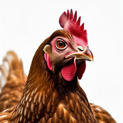 Brown hen facing forward