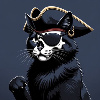 Pirate Cat with Skull Face
