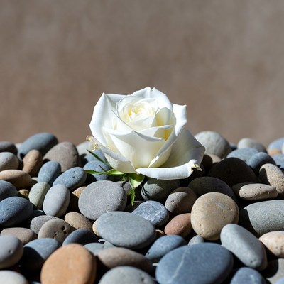 White Rose on Pebbles