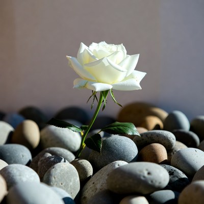 White Rose on Pebbles