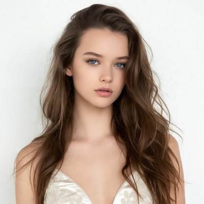 Young woman with wavy brown hair