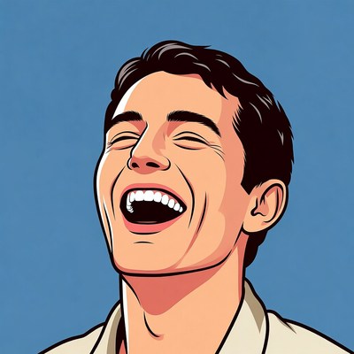 Man laughing with open mouth