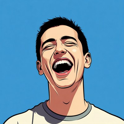 Man laughing with open mouth