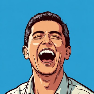 Man laughing with open mouth