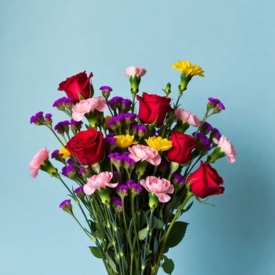 Colorful bouquet of roses and flowers
