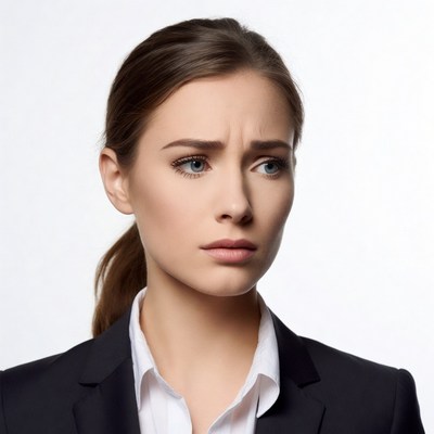 Woman with worried expression in suit
