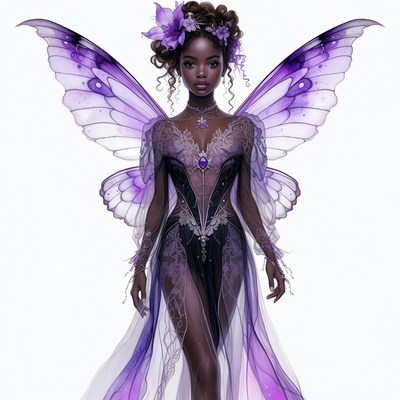 African-American woman as purple fairy