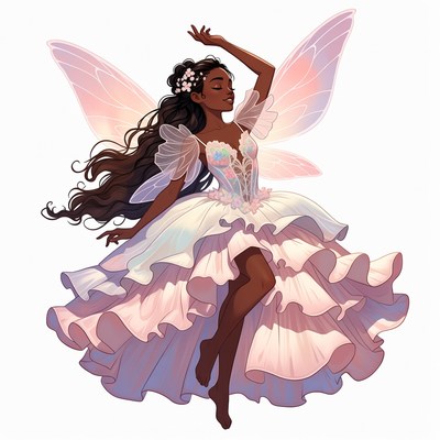 African-American fairy dancing with wings