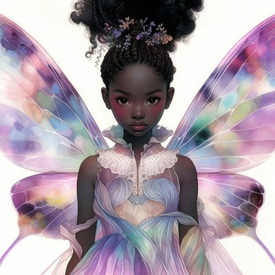 Black girl fairy with wings