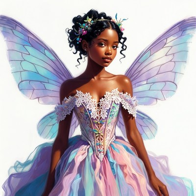 African-American fairy with wings