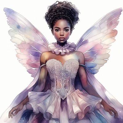 African-American woman with fairy wings