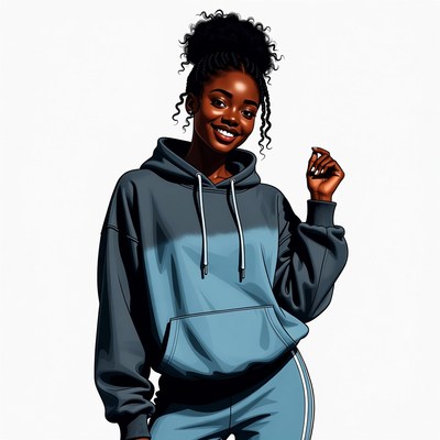 African-American woman in hoodie and leggings
