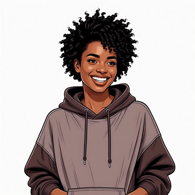 Smiling African-American woman in hoodie