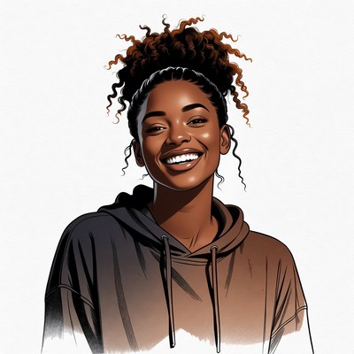Smiling African-American woman in hoodie