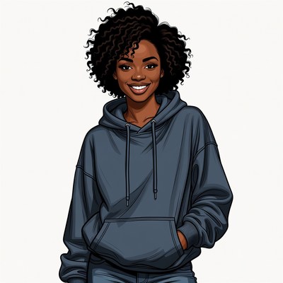 African-American woman in hoodie smiling