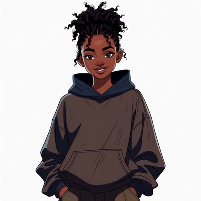 Smiling African-American girl in hoodie