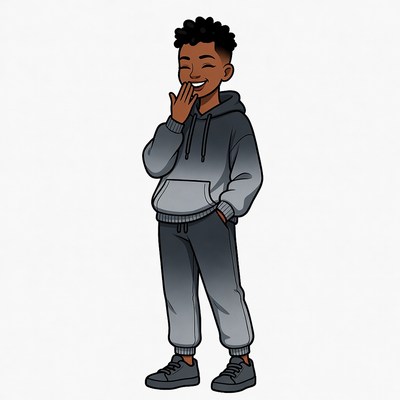 African-American boy laughing in hoodie