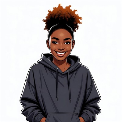Smiling African-American woman in hoodie