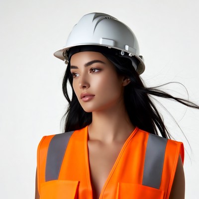 Woman in hard hat and vest